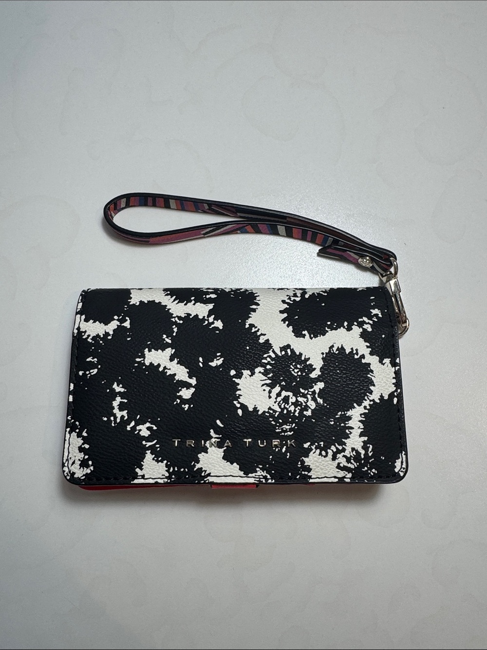 Trina Turk Black and White Floral Zip Wristlet